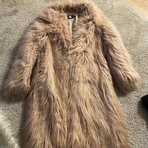 Long brown fur jacket